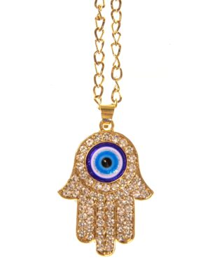 Kostümzubehör Halskette Hand mit Auge gold