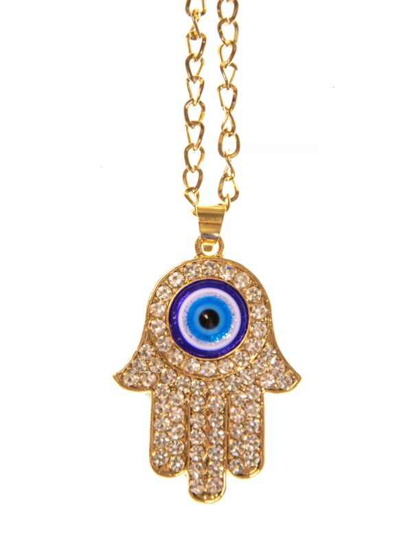 Kostümzubehör Halskette Hand mit Auge gold