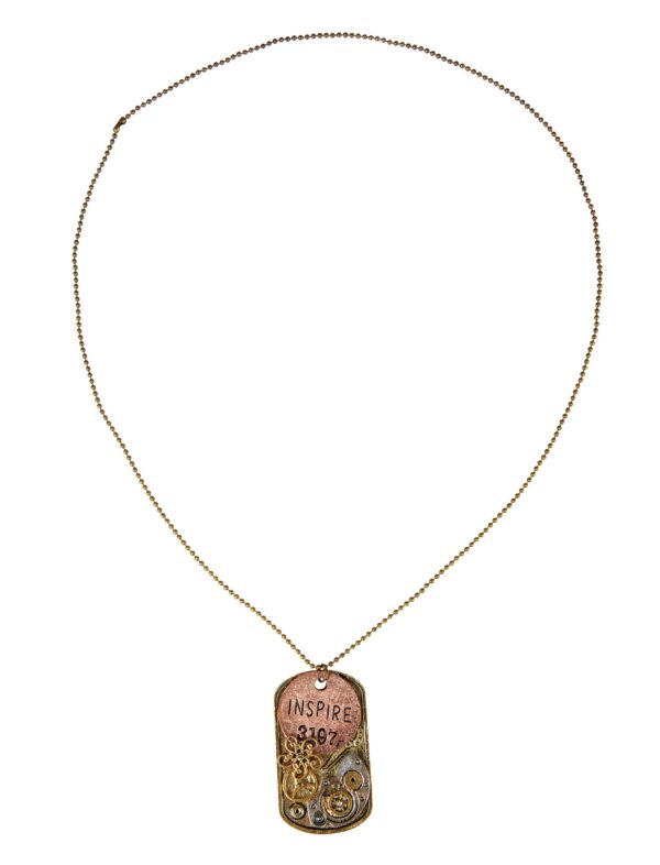 Kostümzubehör Halskette Hundemarke mit Zahnrädern inspire Farbe: bronze