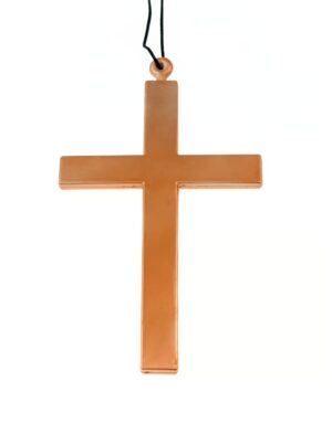 Kostümzubehör Halskette Kreuz am Band Farbe: braun