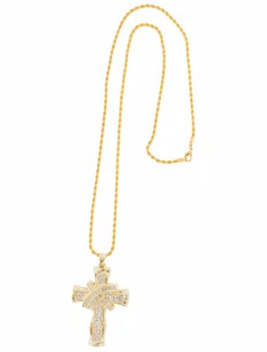 Kostümzubehör Halskette Kreuz gold
