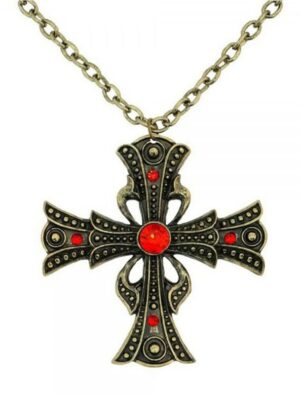 Kostümzubehör Halskette Kreuz gold