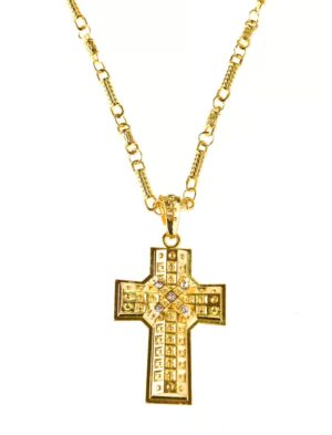 Kostümzubehör Halskette Kreuz gold 5x8cm