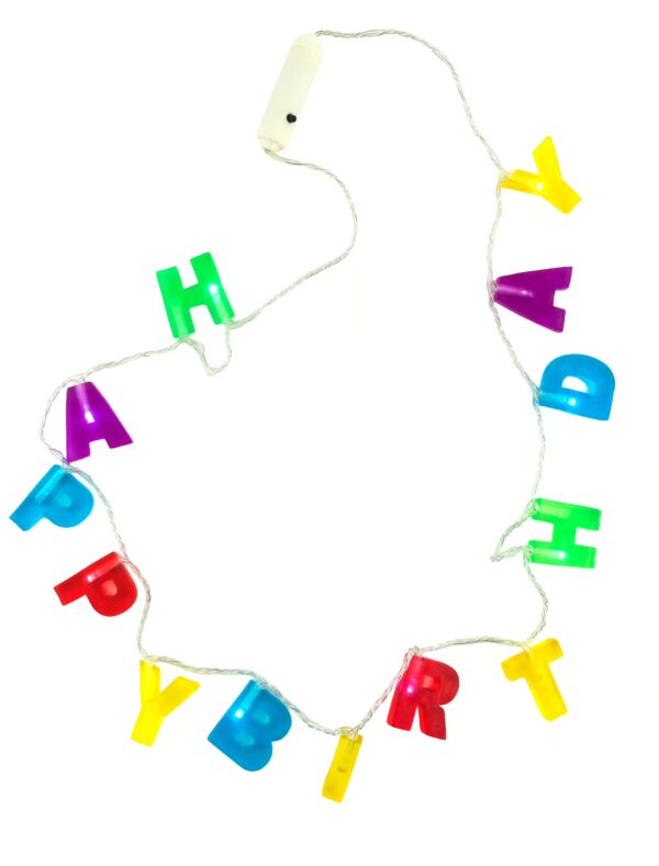 Kostümzubehör Halskette LED Happy Birthday 45cm bunt Farbe: bunt