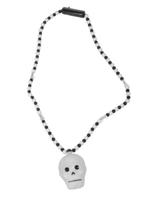 Kostümzubehör Halskette LED Totenkopf Farbe: schwarz/weiß