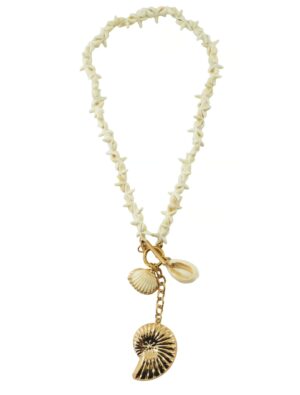 Kostümzubehör Halskette Muscheln Damen beige