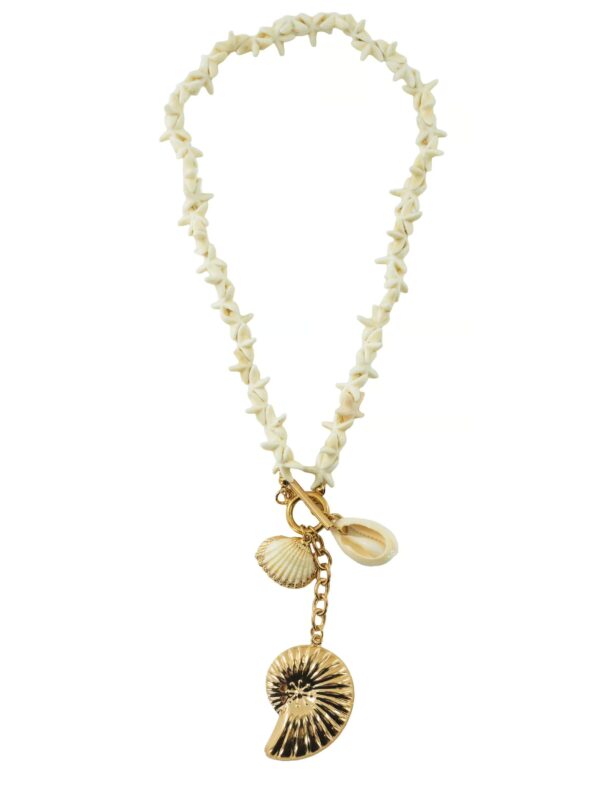 Kostümzubehör Halskette Muscheln Damen beige