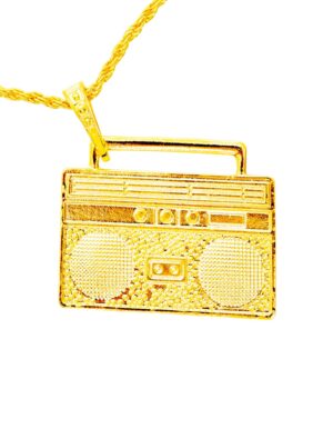 Kostümzubehör Halskette Musik-Box gold lang