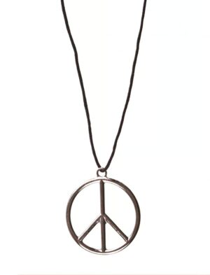Kostümzubehör Halskette Peace Metallanhänger am Band Farbe: silber