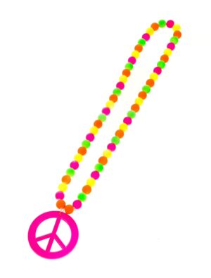 Kostümzubehör Halskette Peace neon bunt Farbe: mehrfarbig