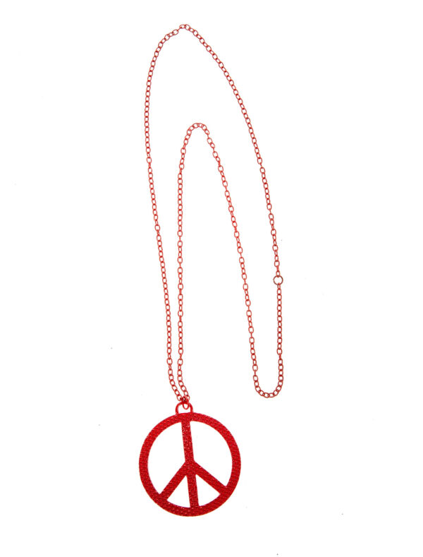 Kostümzubehör Halskette Peacezeichen rot