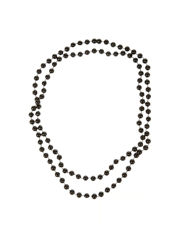 Kostümzubehör Halskette Perlen 122cm schwarz