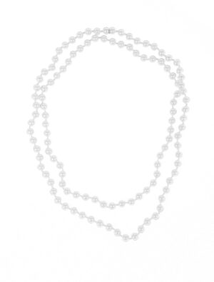Kostümzubehör Halskette Perlen 122cm silber