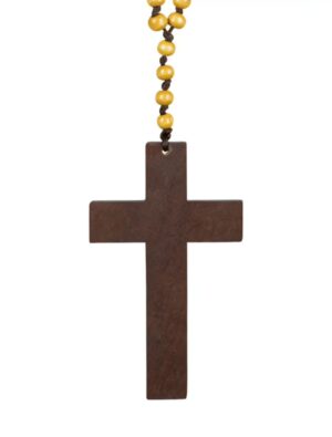 Kostümzubehör Halskette Priesterkreuz mit Perlen Farbe: braun