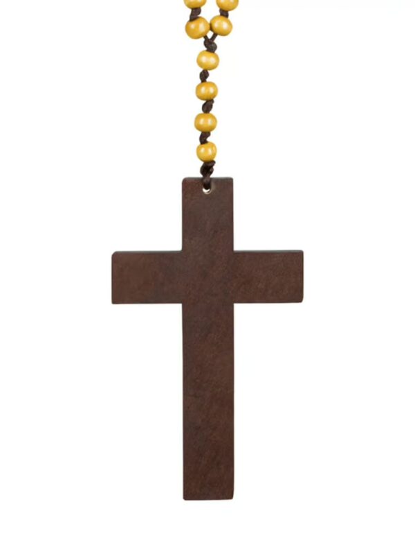 Kostümzubehör Halskette Priesterkreuz mit Perlen Farbe: braun