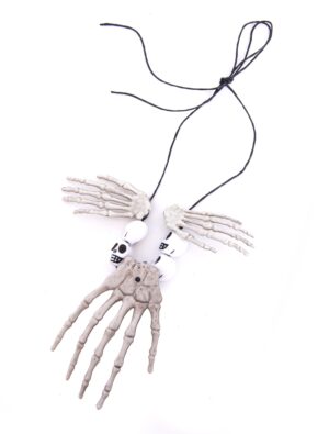 Kostümzubehör Halskette Skeletthände Farbe: cremeweiß