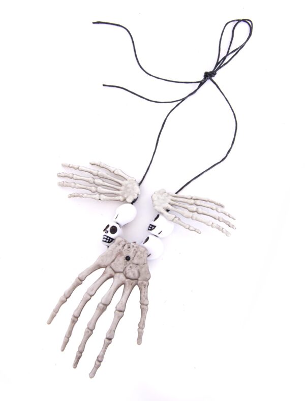 Kostümzubehör Halskette Skeletthände Farbe: cremeweiß
