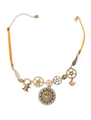 Kostümzubehör Halskette Steampunk Zahnräder Farbe: gold
