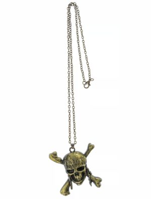 Kostümzubehör Halskette Totenkopf gold