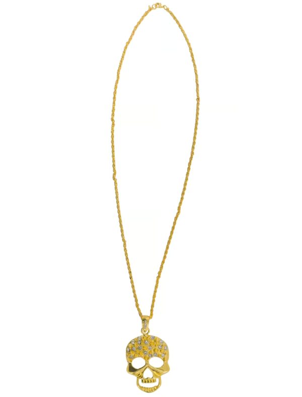 Kostümzubehör Halskette Totenkopf gold