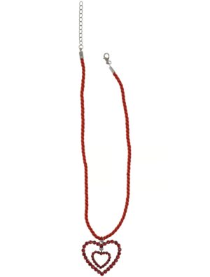 Kostümzubehör Halskette mit Herzen Strass  Damen rot