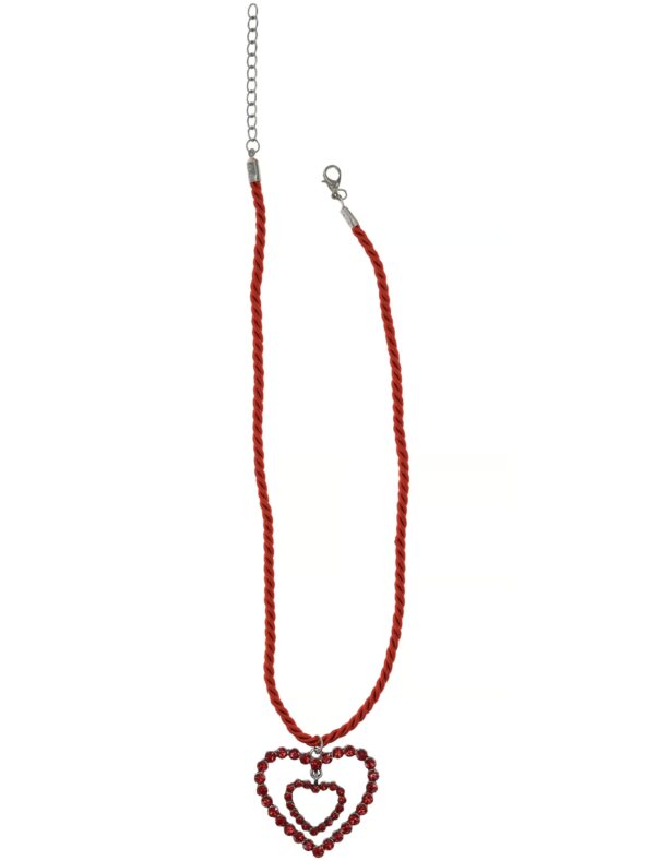 Kostümzubehör Halskette mit Herzen Strass  Damen rot
