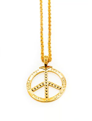 Kostümzubehör Halskette mit Peacezeichen gold