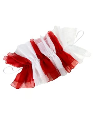 Kostümzubehör Halskrause aus Tüll rot/weiß