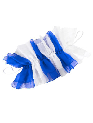Kostümzubehör Halskrause aus Tüll weiß/blau