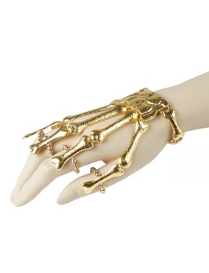 Kostümzubehör Handkette mit Knochen gold