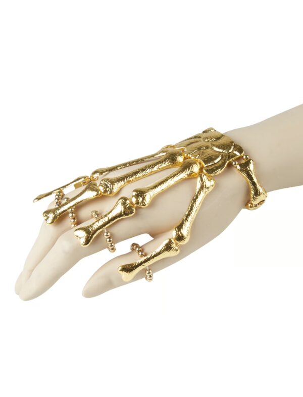 Kostümzubehör Handkette mit Knochen gold