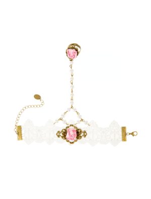 Kostümzubehör Handkette mit Perlen rosa/weiß