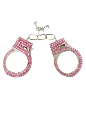 Kostümzubehör Handschellen mit Strass rosa