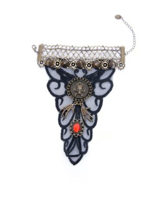 Kostümzubehör Handschmuck Schädel schwarz