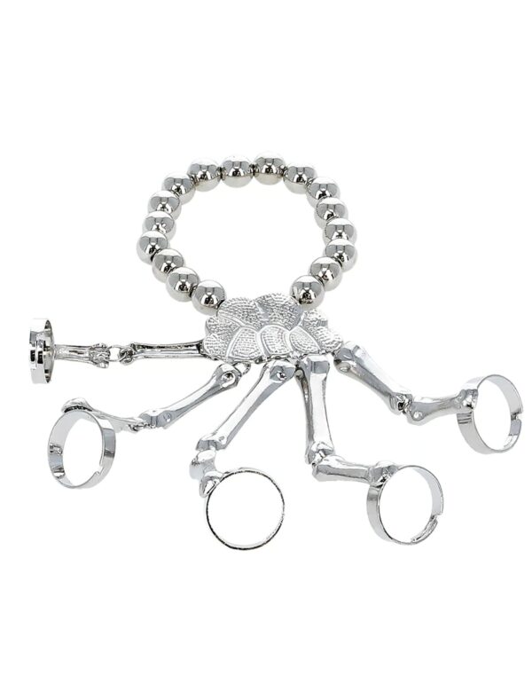 Kostümzubehör Handschmuck Skelett silber