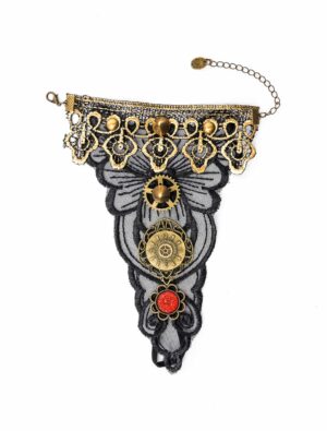 Kostümzubehör Handschmuck Zahnrad schwarz