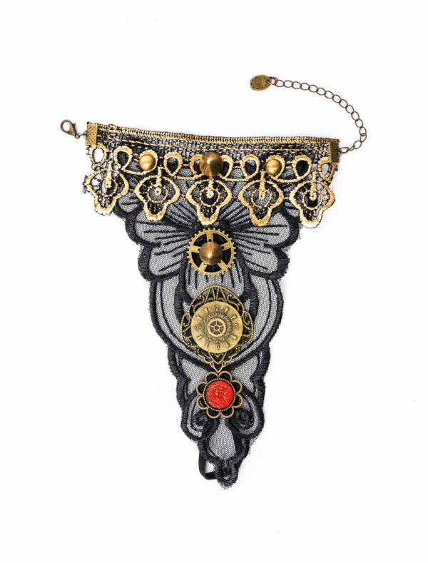 Kostümzubehör Handschmuck Zahnrad schwarz