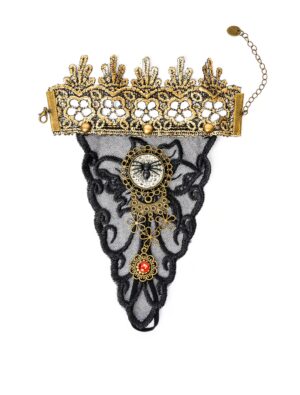 Kostümzubehör Handschmuck mit Spinne schwarz