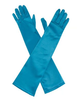 Kostümzubehör Handschuh Gala gerafft Satin 48cm türkis