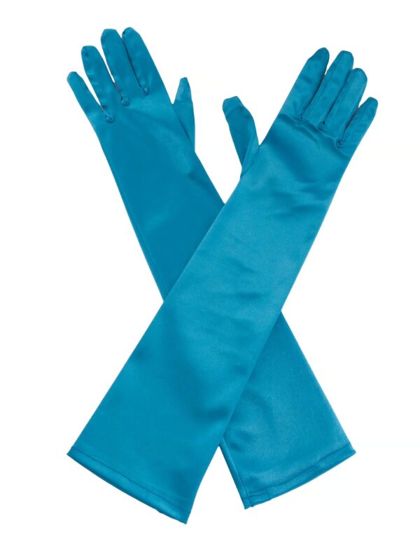 Kostümzubehör Handschuh Gala gerafft Satin 48cm türkis
