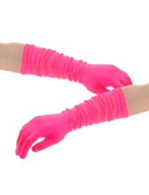 Kostümzubehör Handschuh Gala pink gerafft Satin 38cm