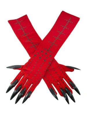 Kostümzubehör Handschuhe 43cm mit Fingernägeln rot one size