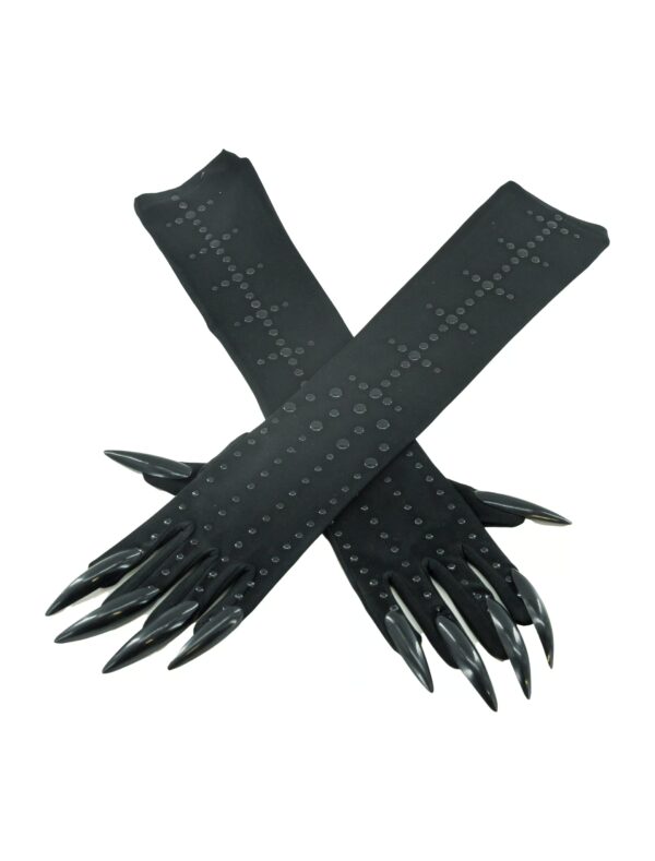 Kostümzubehör Handschuhe 43cm mit Fingernägeln schwarz one size