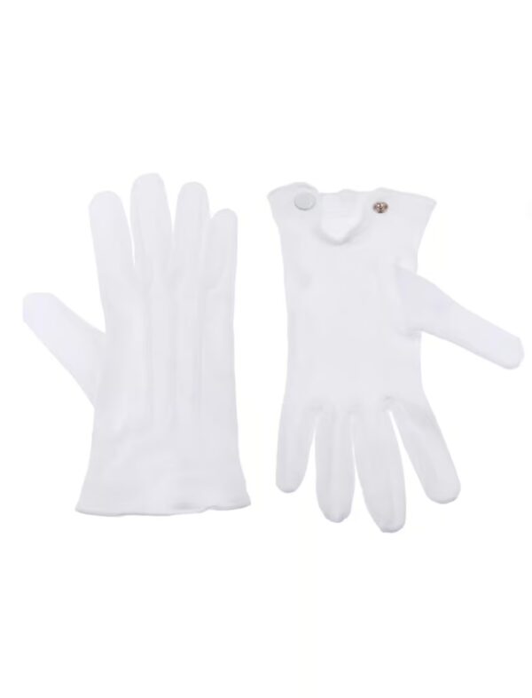 Kostümzubehör Handschuhe Baumwolle mit Knopf weiß 2XL