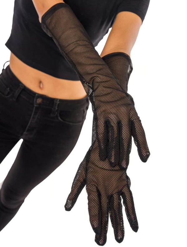 Kostümzubehör Handschuhe Fischnetz lang schwarz schwarz one size