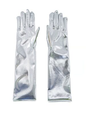 Kostümzubehör Handschuhe Metallic 40cm silber one size