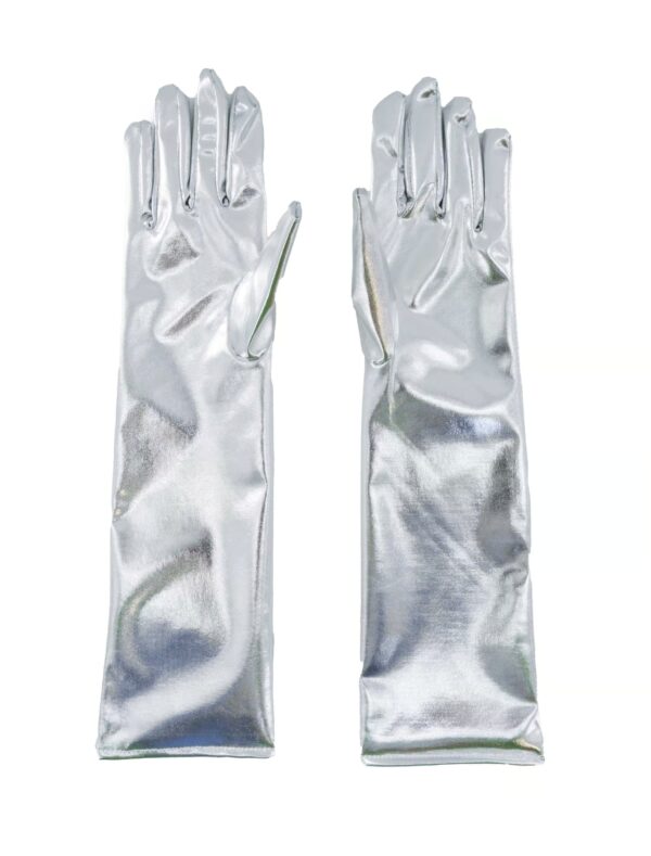 Kostümzubehör Handschuhe Metallic 40cm silber one size
