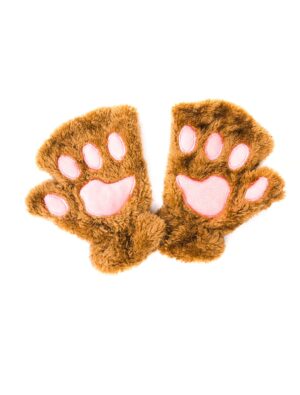 Kostümzubehör Handschuhe Plüsch Pfote braun one size