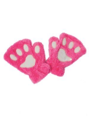 Kostümzubehör Handschuhe Plüsch Pfote pink one size
