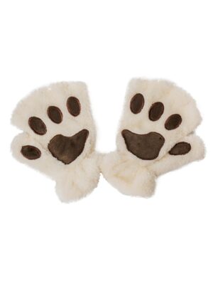 Kostümzubehör Handschuhe Plüsch Pfote weiß one size